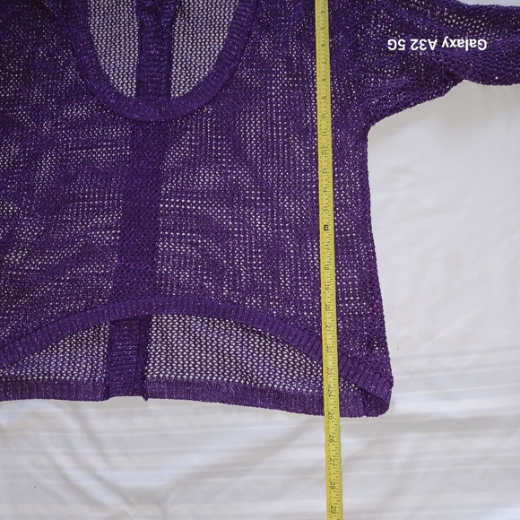 Bisou Bisou New Women XL Purple Mesh Women's Sweater - Picture 9 of 13
